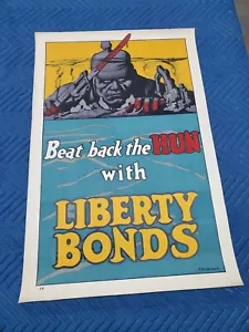 Original WW1 Beat Back The Hun Liberty Bonds Poster - Picture 1 of 7