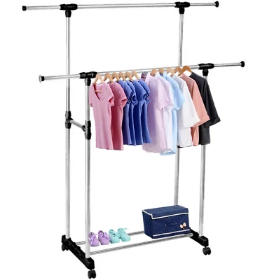 Appendiabiti Stender doppio con ruote Attaccapanni salvaspazio Regolabile 72 130 - Immagine 1 di 4