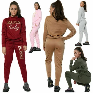 Women' Ladies Boss Lady Bottom Loungewear Long Sleeve Tracksuit Suit Set Pant 2 - Picture 1 of 6