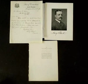 1905 Executive Letterhead Connecticut Govenor Henry Roberts Autograph Portrait - Picture 1 of 10