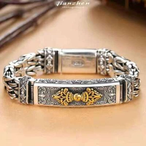 Pulsera Hombre Tendencia Plateada Creativa Joyería Mano Diamante Varilla Brazalete 20/22cm - Imagen 1 de 16