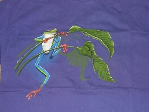 T-shirt vintage anni 90 albero occhi rossi rana foresta pluviale natura taglia large - Foto 1 di 14