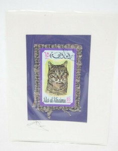 *Signed* Elisa Goodman Curmudgeon Greeting Cards Stamp Art Cats Ras-Al-Khaima