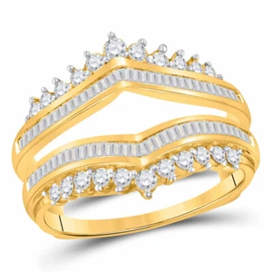 14kt Yellow Gold Womens Round Diamond Wedding Wrap Ring Guard Enhancer 3/4 Cttw - Picture 1 of 4