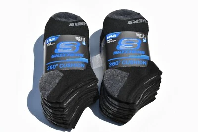 Cojín deportivo Skechers para niños MEDIANO 12 pares zapatos negros/grises 9-3,5 calcetines 7-8,5 Foto 1 de 2
