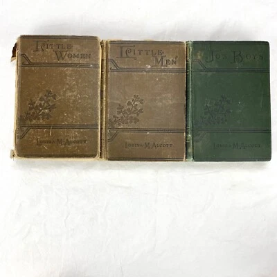 Little Women, Little Men & Jo's Boys Antique Book Set 1910 Louisa May Alcott Foto 1 de 4