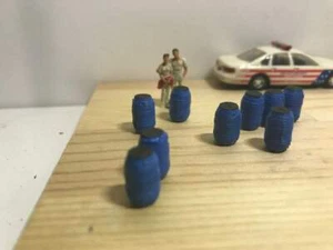 Ho 1/87 Scale Plastic Blue Drum Barrel Set (10pcs) painted - Picture 1 of 11