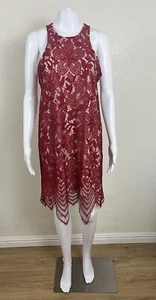 Express NUEVO Vestido de Fiesta de Noche Rojo de Encaje Floral para Mujer Mediano - Imagen 1 de 9