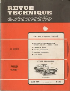 REVUE TECHNIQUE AUTOMOBILE 287 RTA 1970 ETUDE FORD CAPRI EVO CITROEN DS 19 20 21 - Imagen 1 de 5