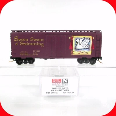 N Scale *SEVEN SWANS SWIMMING* 12 Days Christmas Box Car - Micro Trains 02100507 - Image 1 of 4