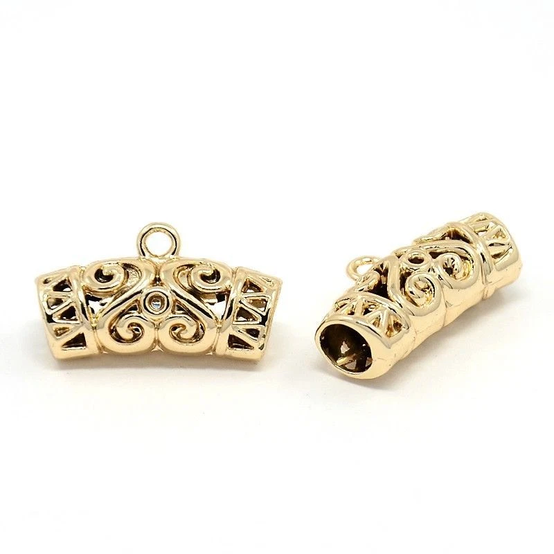 10x Eslabones de suspensión de aleación de cuentas de fianza de filigrana de tubo curvado dorado sin níquel 13x24x8 mm Foto 1 de 1