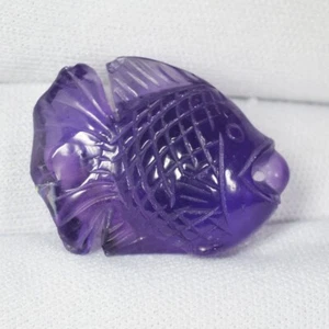 30.80 ct GLITTERING FISH CARVING BEST PURPLE NATURAL AMETHYST GEMS See Vdo YB - Picture 1 of 2