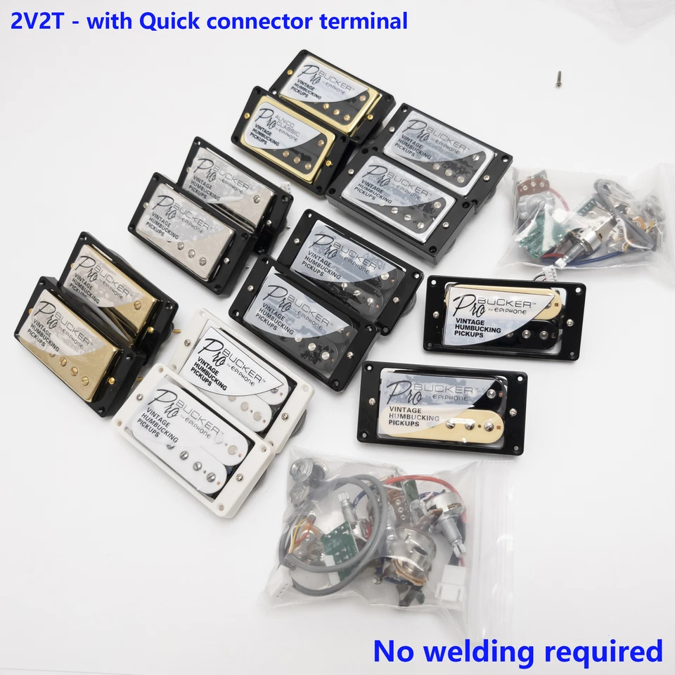 ALLJITA ProBucker Alnico 5 Humbucker Pickup For Gibson Solder-Free 2V2T Push Pull