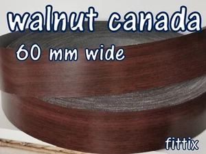 60 mm Wide Melamine Pre Glued Iron on Edging Tape/Edge Banding Walnut Canada - Picture 1 of 3
