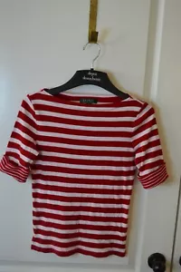 Ralph Lauren Damenpullover Größe Small U-Boot-Ausschnitt rot-weiß gestreift - Bild 1 von 11