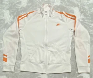 Nike Track Damen Jacke weiß orange gestreift Ärmel voller Reißverschluss sportlich Größe S - Bild 1 von 19