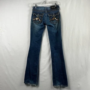 Miss Me Jeans Womens 24 Bootcut Sequined Frayed Hem 26x32 - Picture 1 of 20