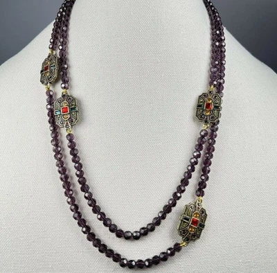 Collar Heidi Daus Multicolor Multi Piedra Cristal 48"L 2.9 Oz Firmado Diseñador Foto 1 de 4
