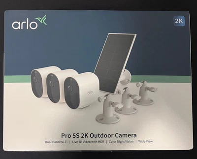 Arlo VMK4360P-1SCNAS Pro 5S 2K Spotlight Camera 3 Cameras & 1 Solar Panel - Image 1 of 2