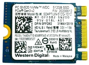 Western Digital PC SN520 NVMe PCle Gen3 SSD SDAPTUW-512G-1012 512GB M.2 2230 - Picture 1 of 1