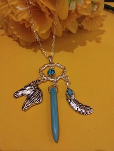 Ausgefallene Kette mit Türkis Unikat Ca 45+5 Cm Lang - Bild 1 von 1