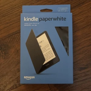 Amazon Kindle Paperwhite Leather Case Cover 11th Gen Generation - Black Leather - Picture 1 of 2