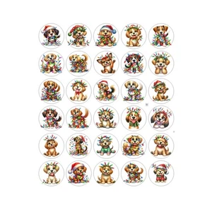 Christmas Funny Dogs Handmade Stickers Scrapbook  Planner Envelope Labels Favors - Picture 1 of 1