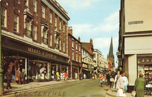 HIGH STREET, CHESTERFIELD, ALTE DERBYSHIRE POSTKARTE (ref 1500/D) - Bild 1 von 2