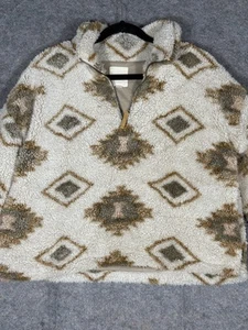 THREAD & SUPPLY Quarter Zip Beige Fleece Pullover Jacket ~ Sz Small - Picture 1 of 9