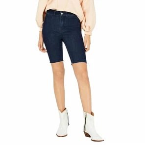 Free People Raw Hem Dark Wash Bike Shorts Blue 27, Navy Blue, New With Tags - Picture 1 of 5