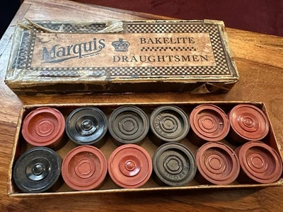 Vintage Marquis Bakelite Draughtsmen Set 24 Pieces Original Box Some Chips - Image 1 of 4