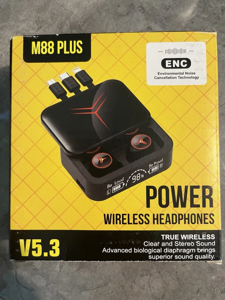 M88 Plus ENC Wireless Headphones w/3 in 1 Charging & Charging Case - Image 1 of 1