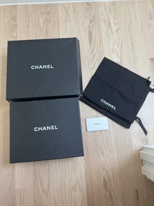 Two Chanel Shoe Boxes - 13 x 11.5 x 5 Large + 12 x 10 x 4.5 + 1 Set Dustbags - Picture 1 of 8