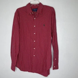Ralph Lauren camicia uomo grande rosso verde pony plaid classico bottoni manica lunga - Foto 1 di 8