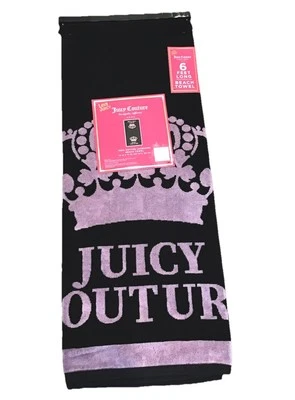 JUICY COUTURE OVERSIZED 40"x72" 100% COTTON BEACH TOWEL BLACK / LT.PINK - Image 1 of 4
