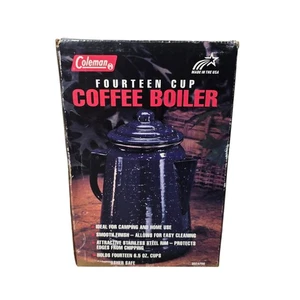 VTG Coleman Blue Enamel and Stainless Steel 14-cup Percolator - Picture 1 of 7