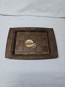 Vintage Walnuss Webholz Serviertablett 11,5" x 8,25", Brandneu - Bild 1 von 8