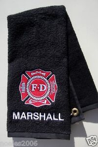 Personalized Embroidered Golf/Bowling Towel Firefighter Fire Department Maltese 