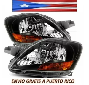 For 07 11 Toyota Yaris Sedan Headlights Lamps Black Housing Left Right Set - Picture 1 of 9