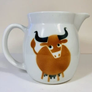 ARABIA Of FINLAND BROWN HELUNA COW JUG PATERN Anna Juurikkala Vtg MCM 5.5” - Picture 1 of 9