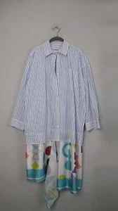 Essentiell Antwerp Kleid Hemd Blusenkleid Seide Blau weiß gestreift 38 M - Bild 1 von 9
