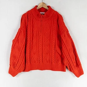 Suéter PJ Salvage para Mujer XL Rojo Tejido con Cable 1/4 Cremallera Gran Tamaño Salón Acogedor Suave - Imagen 1 de 8