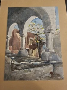 PINTURA DE ACUARELA DE COLECCIÓN DE LA ISLA PAROS. FIRMADO. CORTE DE MONASTERIO. - Imagen 1 de 7