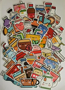 Cute Drinks Kawaii Stickers Japanese Stickers Large Vinyl Stickers 50 pcs  - Picture 1 of 7