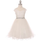 WHITE Size 10 Sequin Lace Tulle Skirt Flower Girl Dress Birthday Bridesmaid