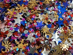 1oz ~2,000 pcs Bulk Loose Sequins Assorted Colors Shapes & Sizes Sewing Crafts - Picture 1 of 2