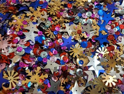 1oz ~2,000 pcs Bulk Loose Sequins Assorted Colors Shapes & Sizes Sewing Crafts - Image 1 of 2