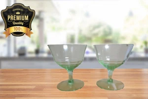 Platos Sherbet Vintage Vidrio Depresión Uranio Verde (Juego de 2) - Imagen 1 de 1