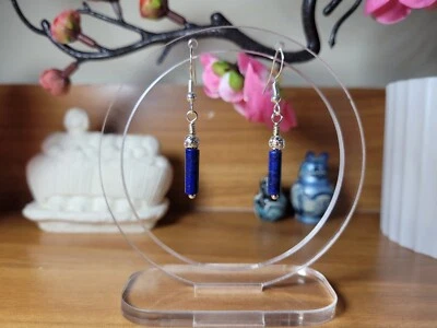 Blue/Green Gemstones Drop Earrings. 925 Silver Plated/Sterling Silver hooks - Image 1 of 2