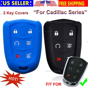 2x Silicone Case Protector Holder Fob Cover for Cadillac Escalade ESV Smart Key - Picture 1 of 4